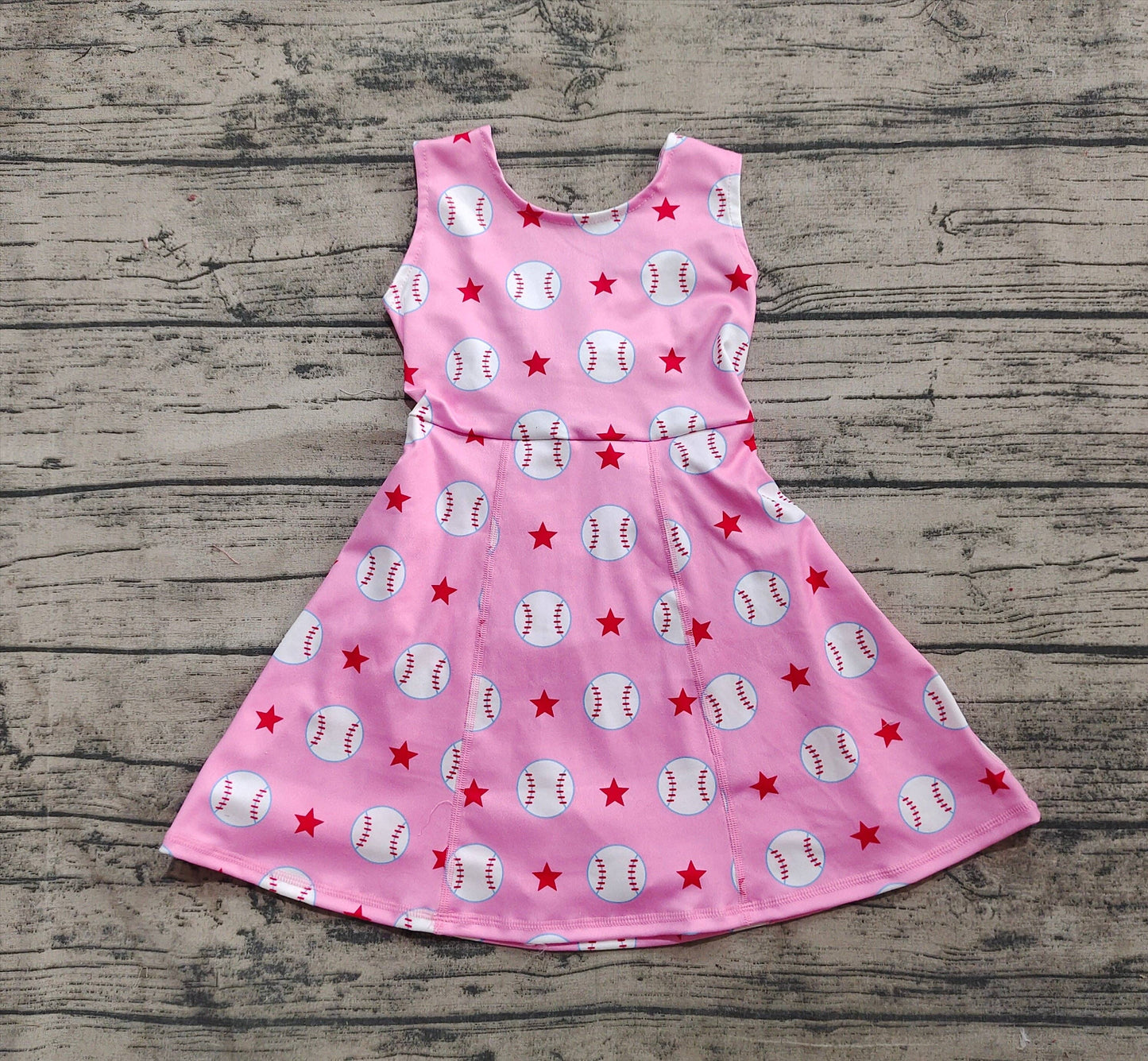Girls Baseball Stars Yoga Active Wear Knee Length Dresses