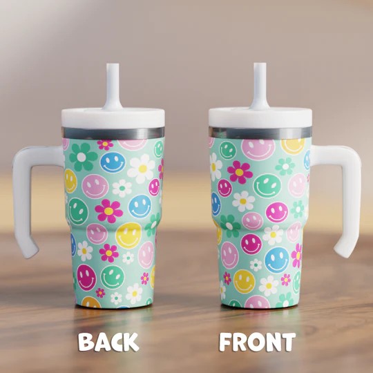 Smiley Face & Flowers Spill Proof 20 oz Tumbler