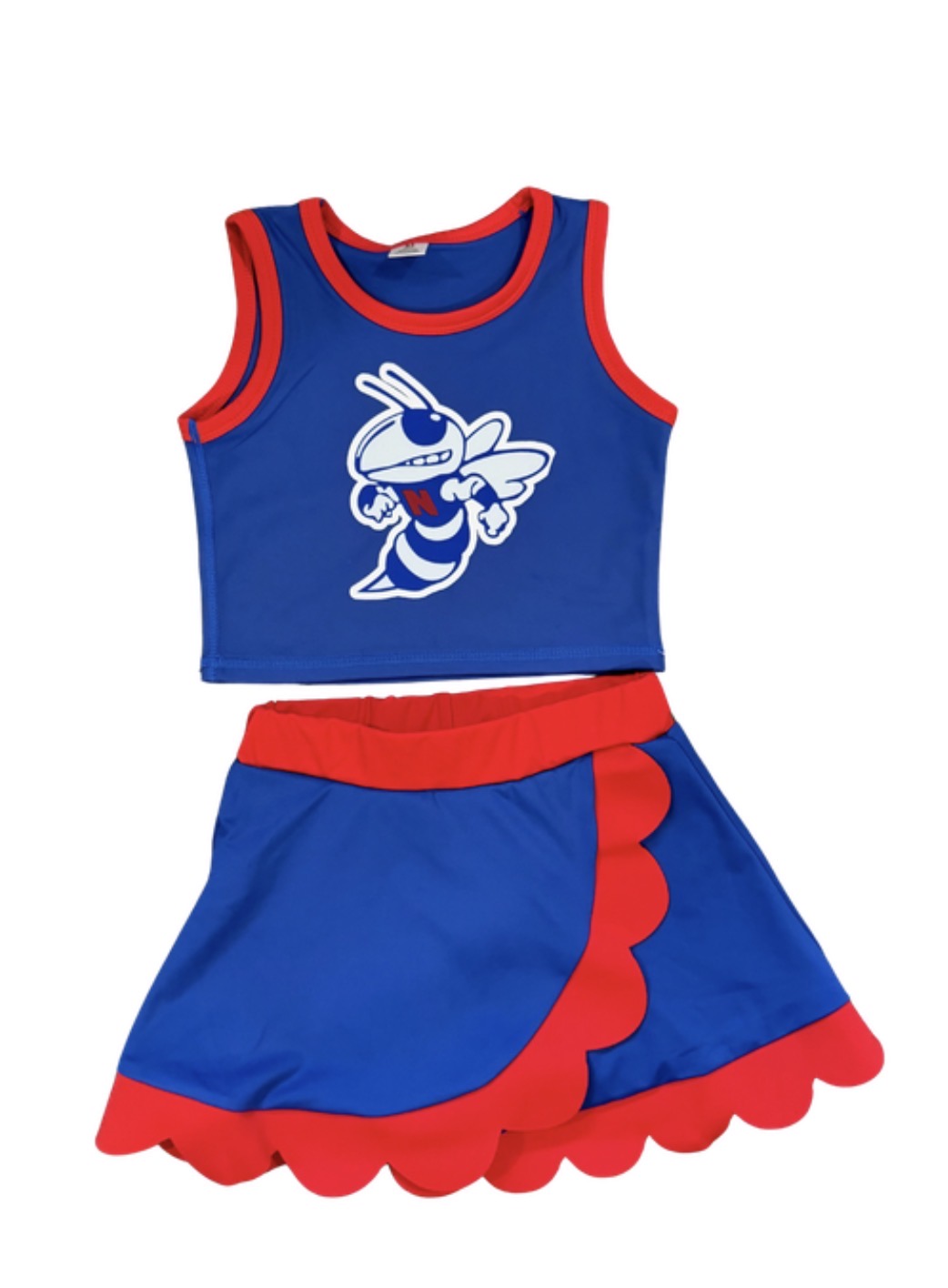 Blue and Red Two Piece Cheer Set