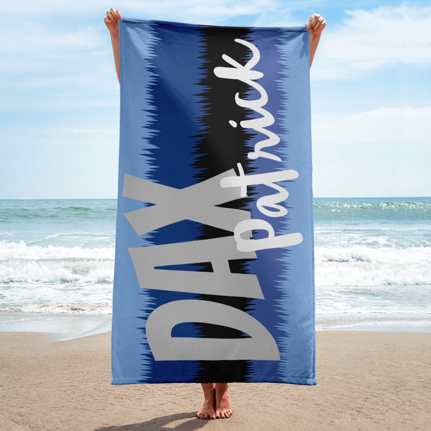 Blue Ombre Personalized Beach Towel