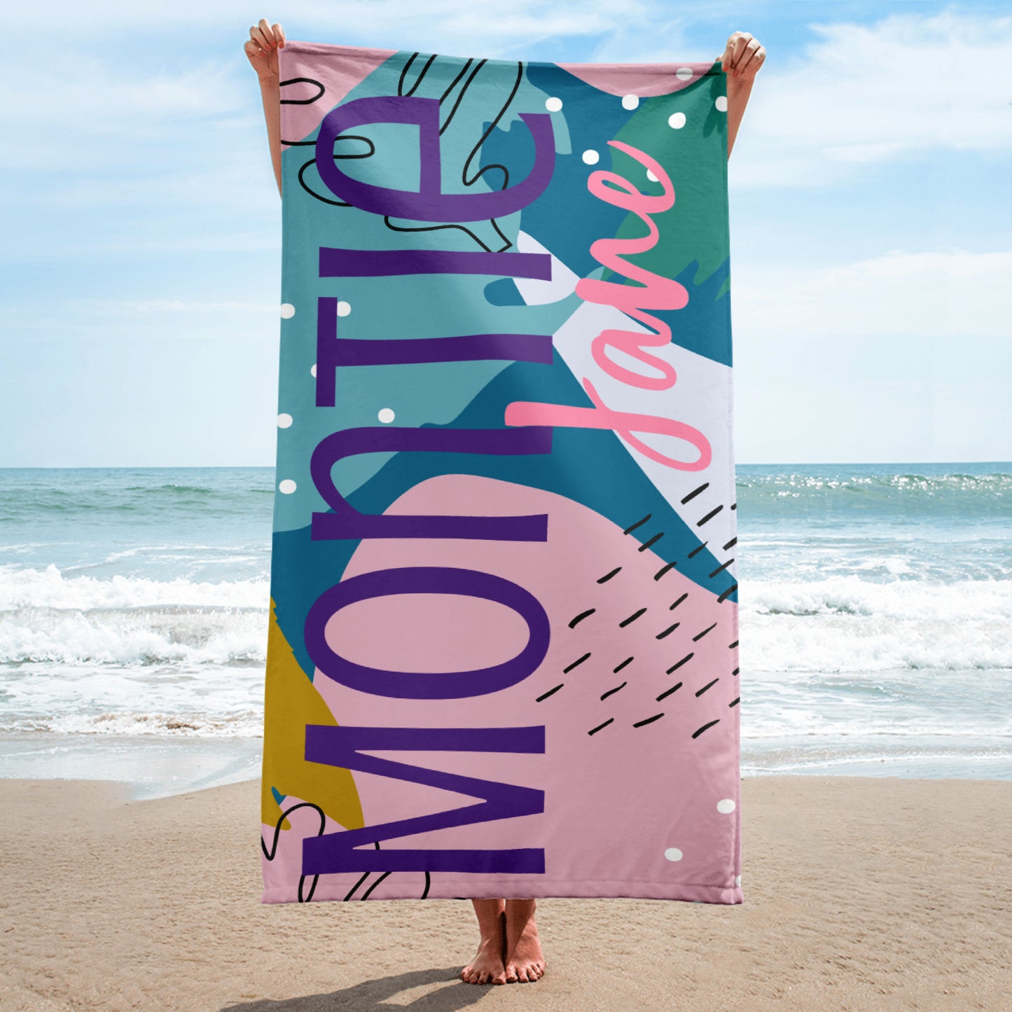 Multi Color Personalized Beach Towel