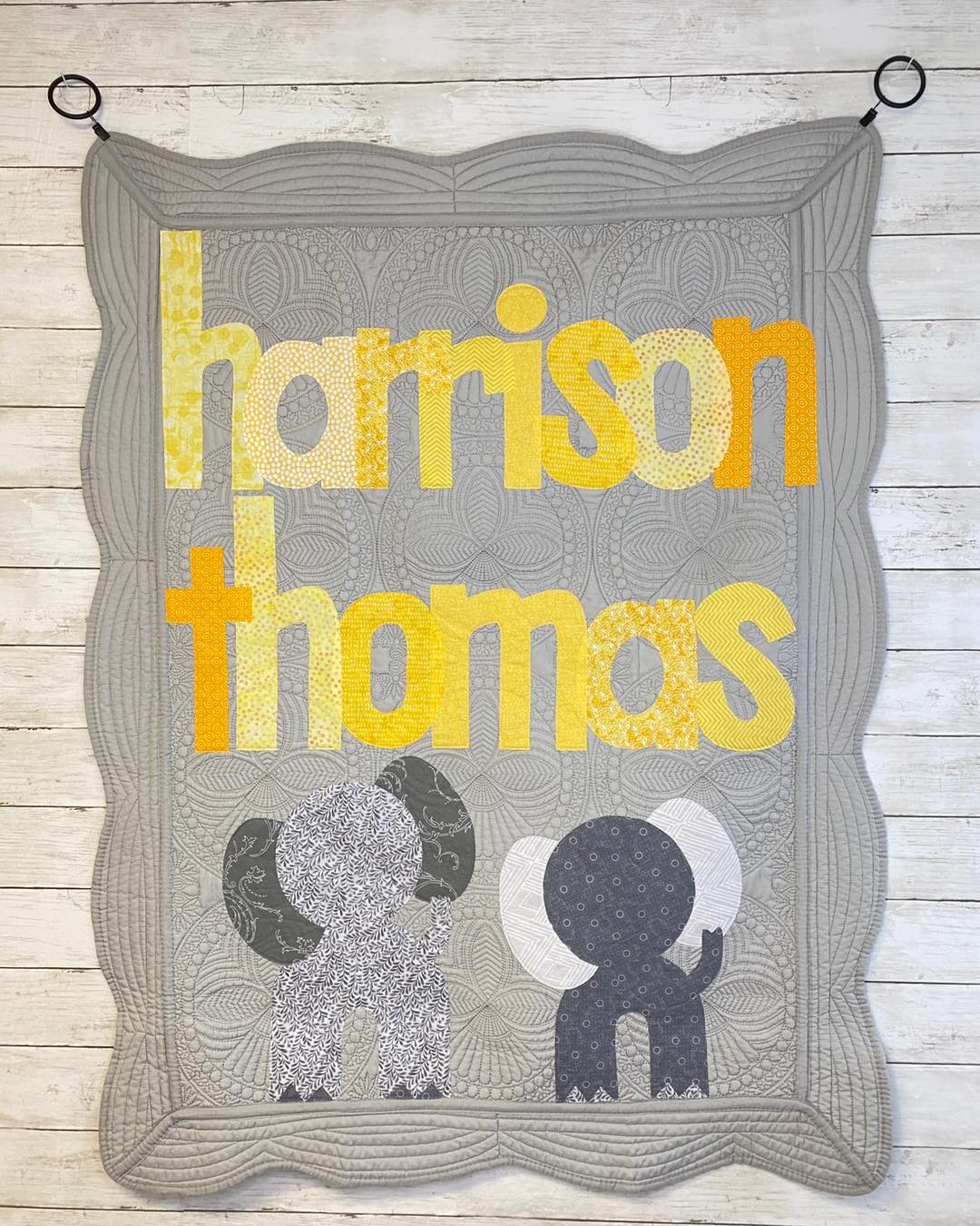 Elephant Personalized Baby Quilt