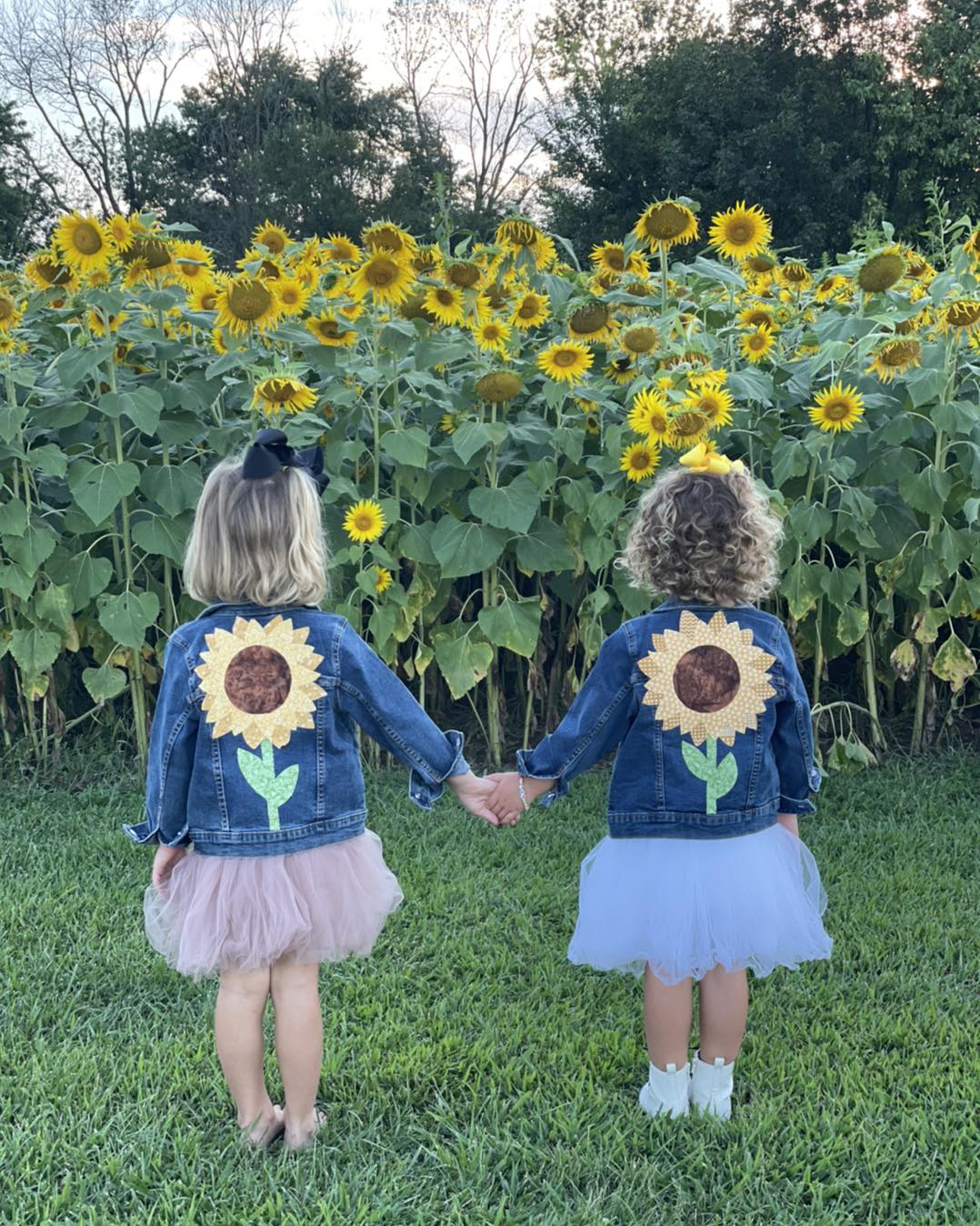 Sunflower Applique Jean Jacket