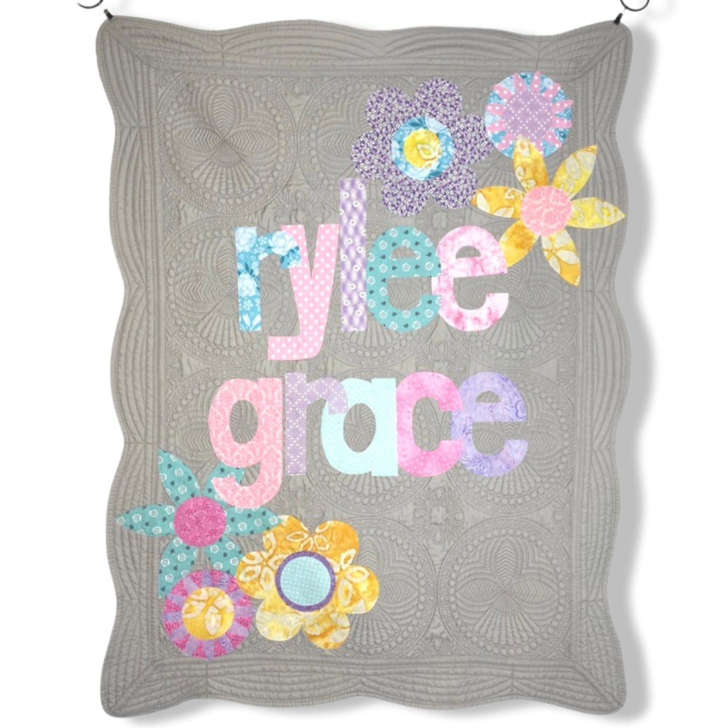 Floral Corners Personalized Baby Quilt