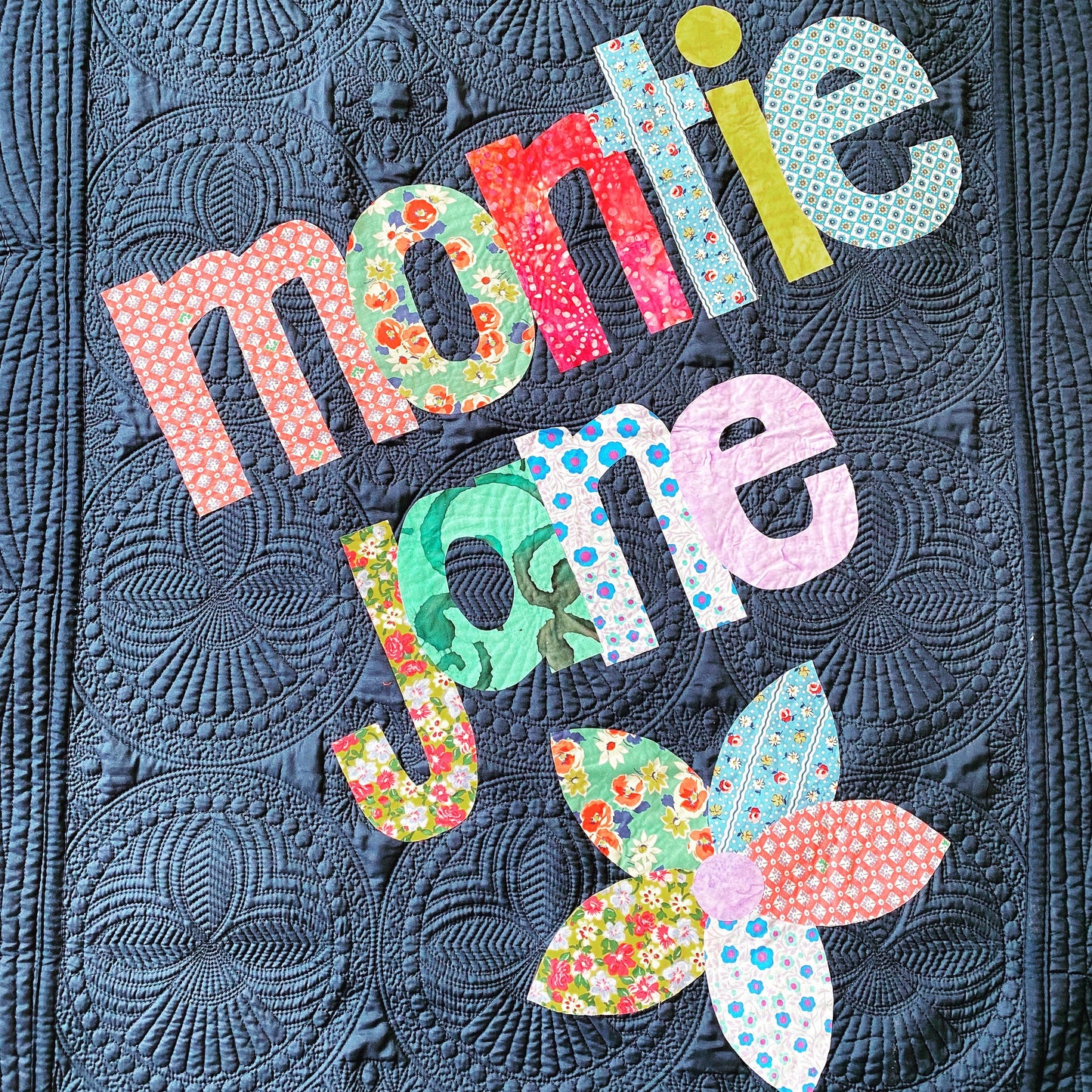 Simple Floral Personalized Baby Quilt