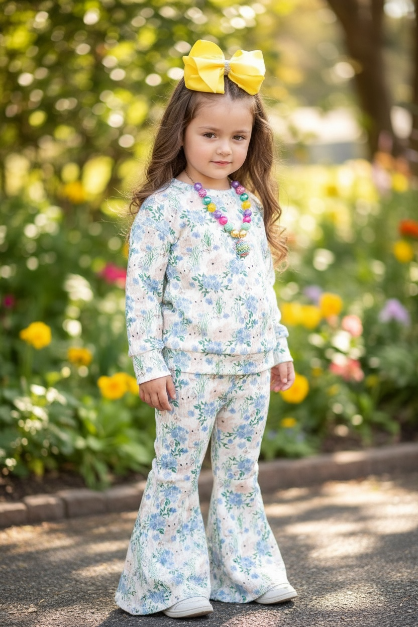 Easter Bunny Printed Girls 2 Piece Set