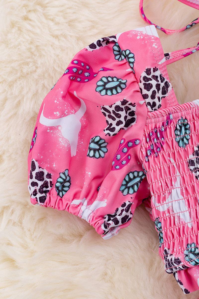 Concho & cactus Smocked swim set