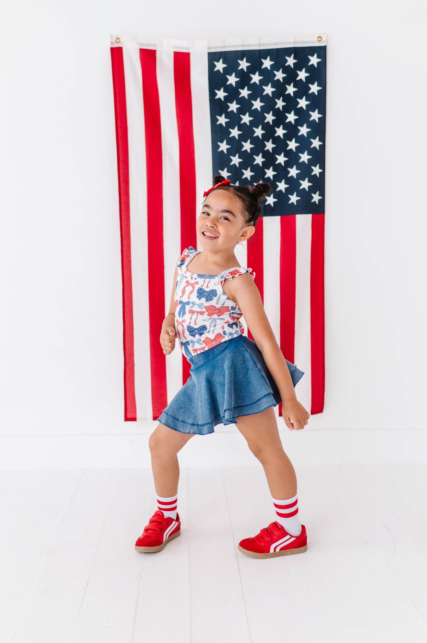Red, White + BOW | Ribbed Tank