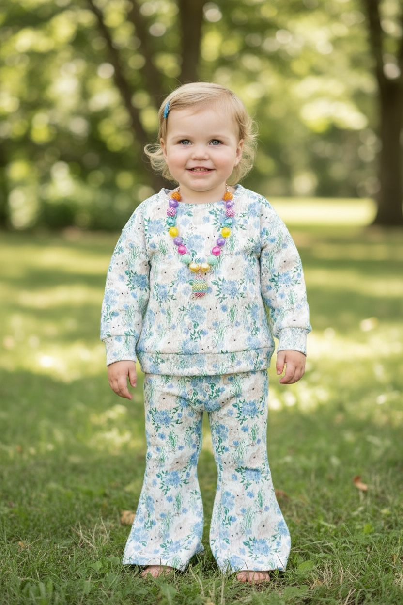 Easter Bunny Printed Girls 2 Piece Set