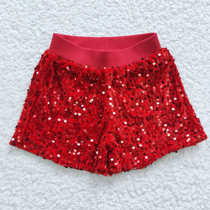 Red and Blue Sequin Shorts