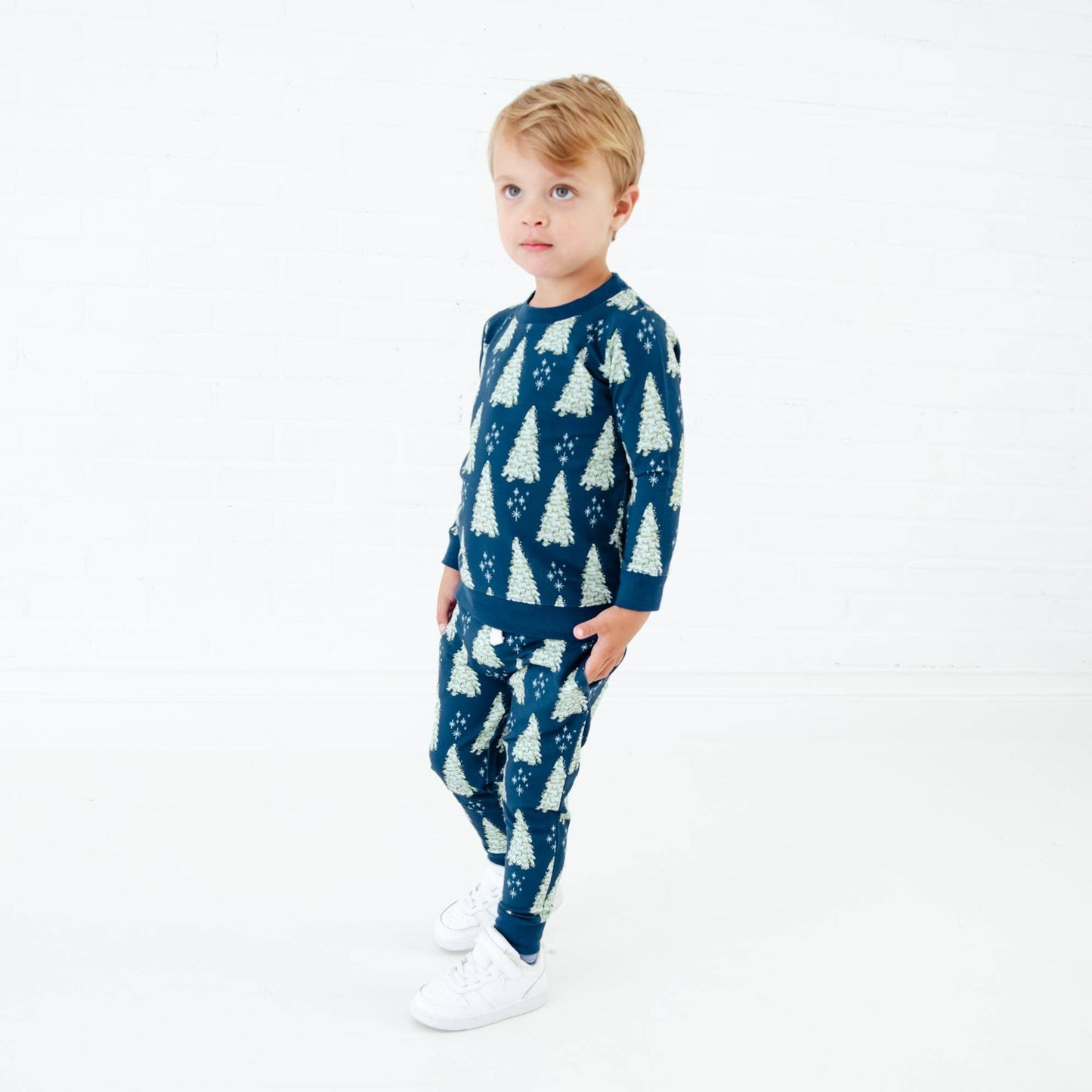 All Spruced Up Christmas Bamboo Blend Jogger Set - Navy