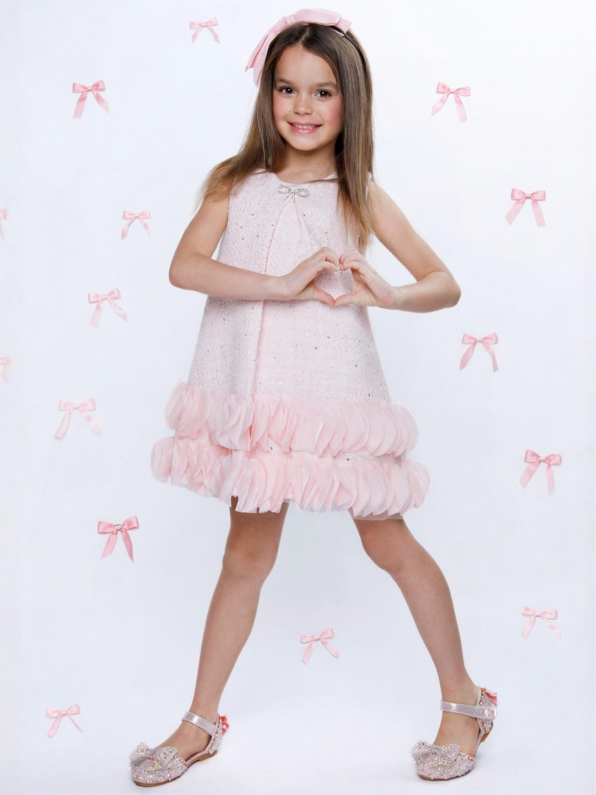 Tweed Pearl Ruffle Dress