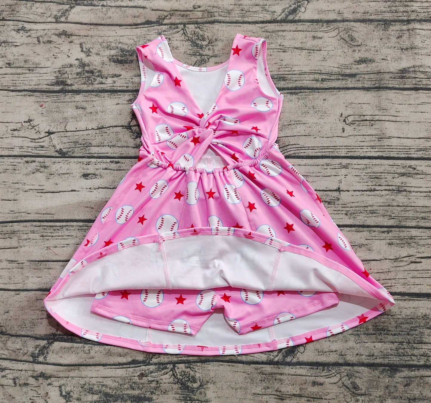 Girls Baseball Stars Yoga Active Wear Knee Length Dresses