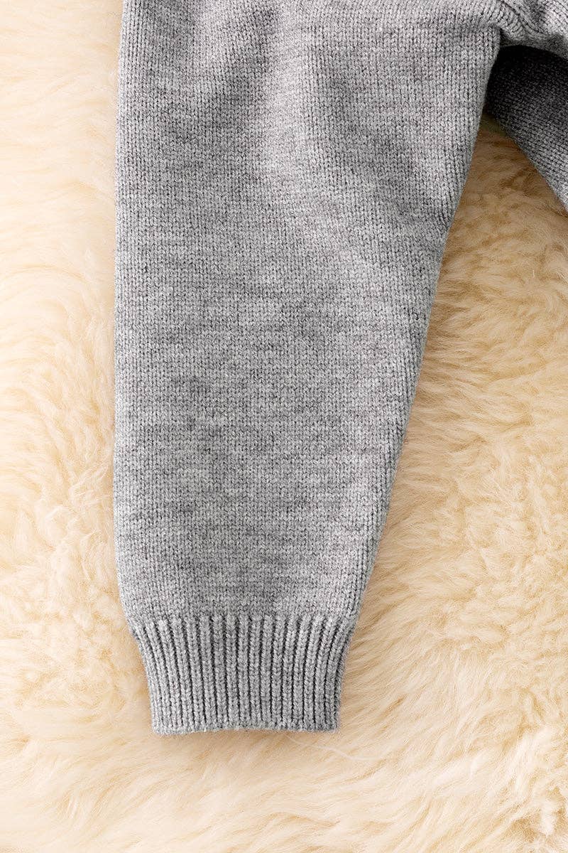 Gray Sequins Bow Cardigan