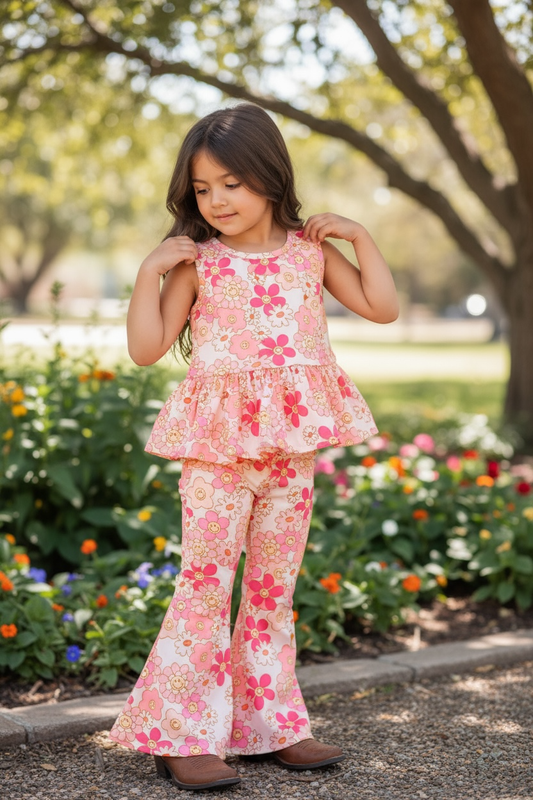 Cute floral tunic with ruffle hem & pant