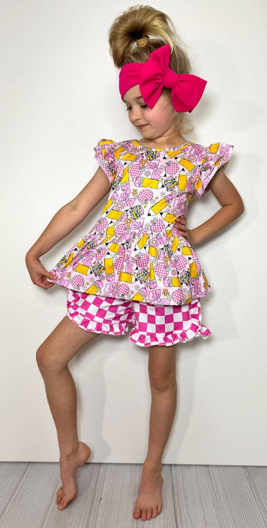 Checkered School Girls Set