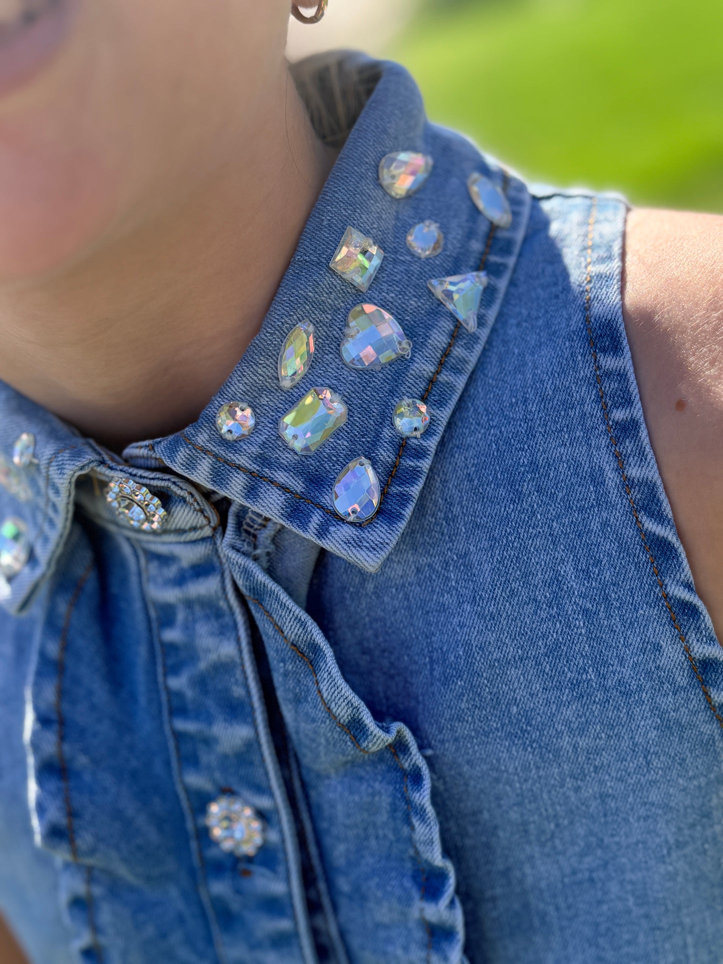 Denim Rhinestone Dress