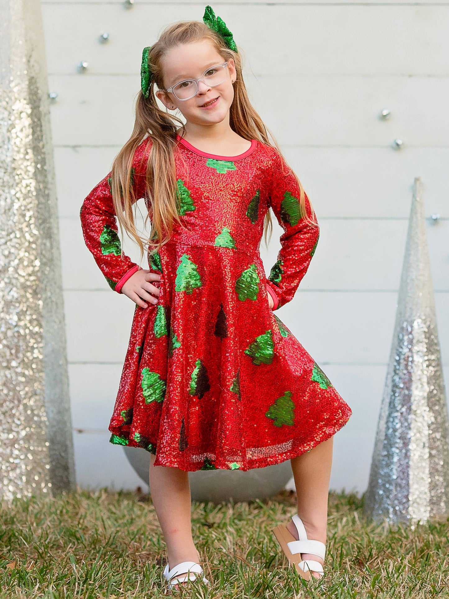 Christmas Tree Sequin Twirl Dress