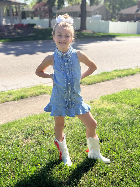 Denim Rhinestone Dress