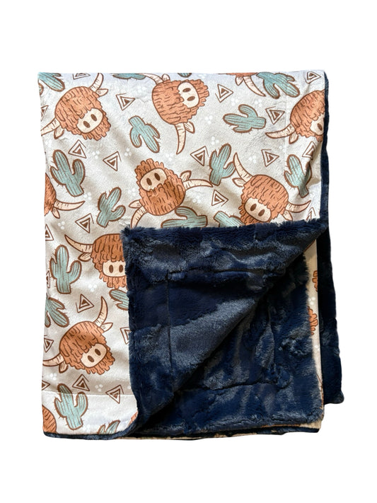 Cactus and Highland Cow Blanket