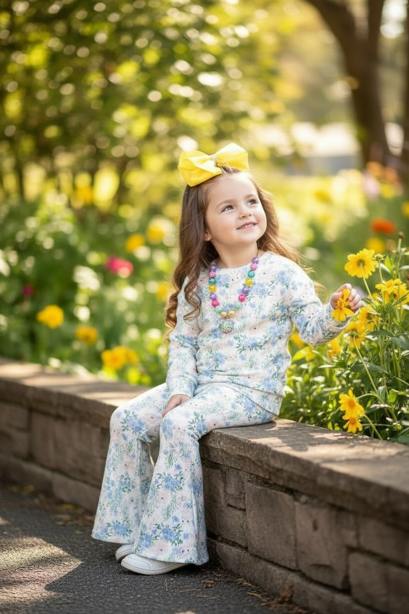 Easter Bunny Printed Girls 2 Piece Set