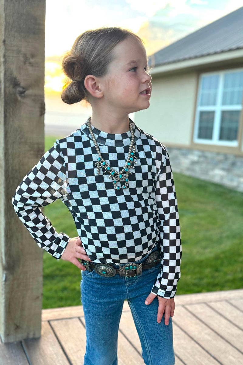 Black Check Mesh Top