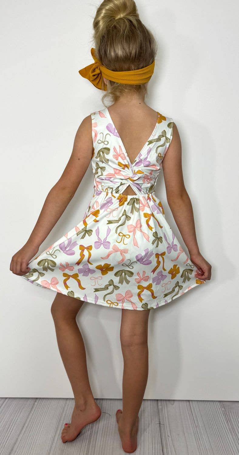 Sage Bow Athletic Girls Dress
