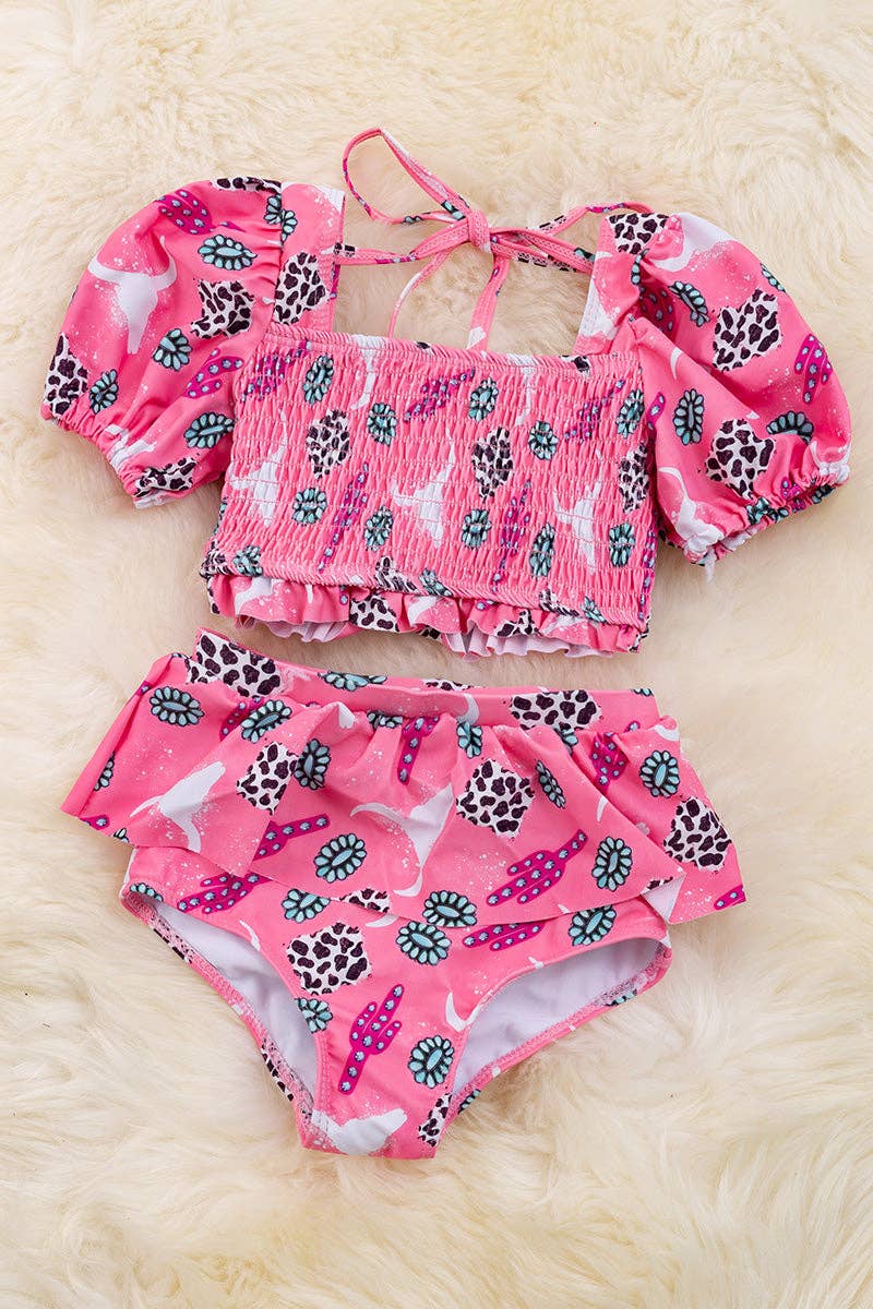 Concho & cactus Smocked swim set