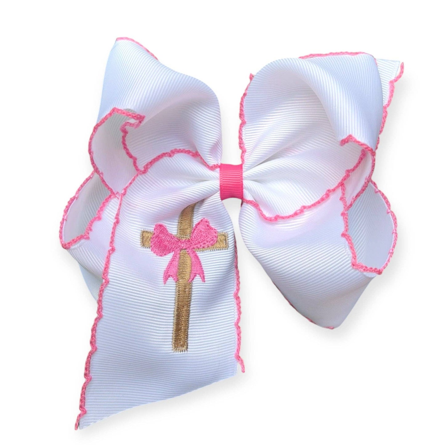 Easter Embroidered Hair Bows with Cross