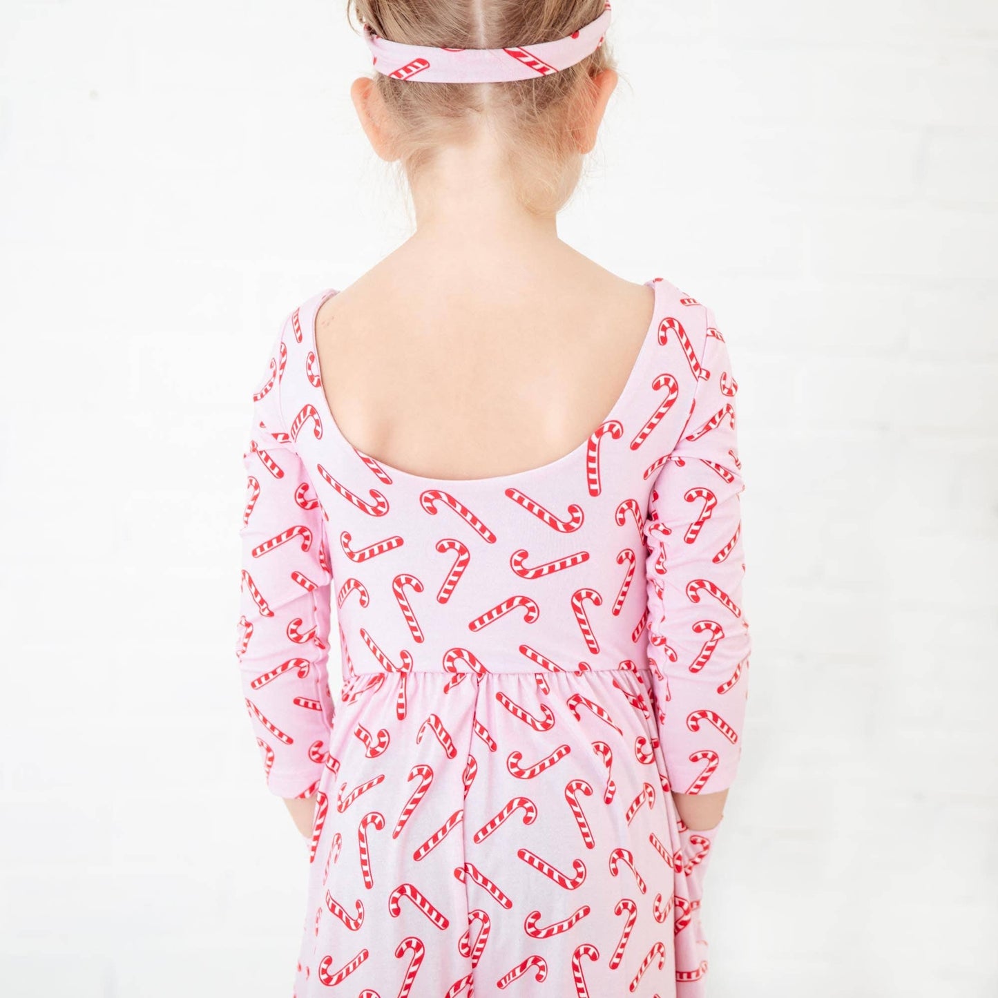 Candy Cane Lane Christmas Bamboo Girl's Leggy Romper - Pink