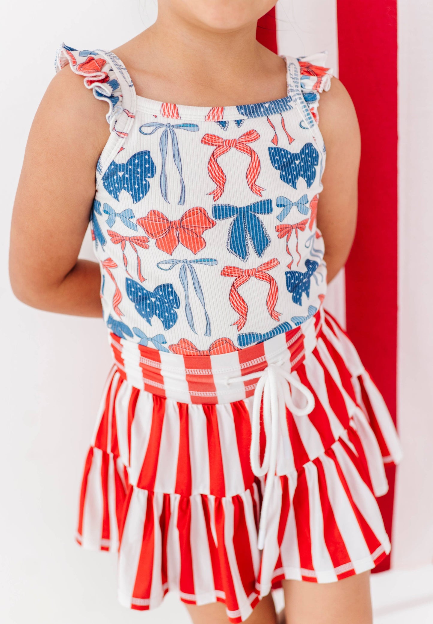 Red, White + BOW | Ribbed Tank