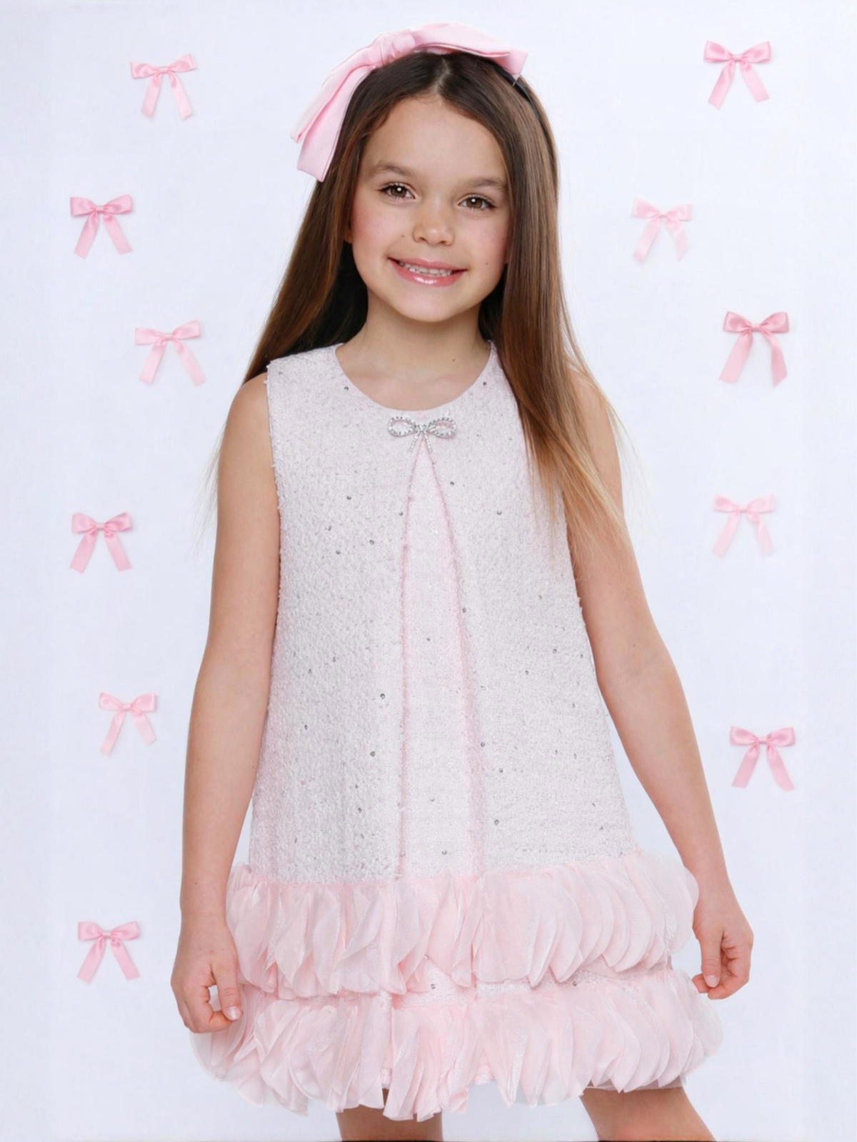 Tweed Pearl Ruffle Dress