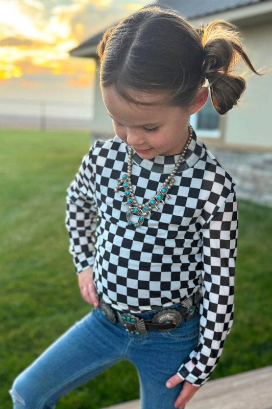 Black Check Mesh Top