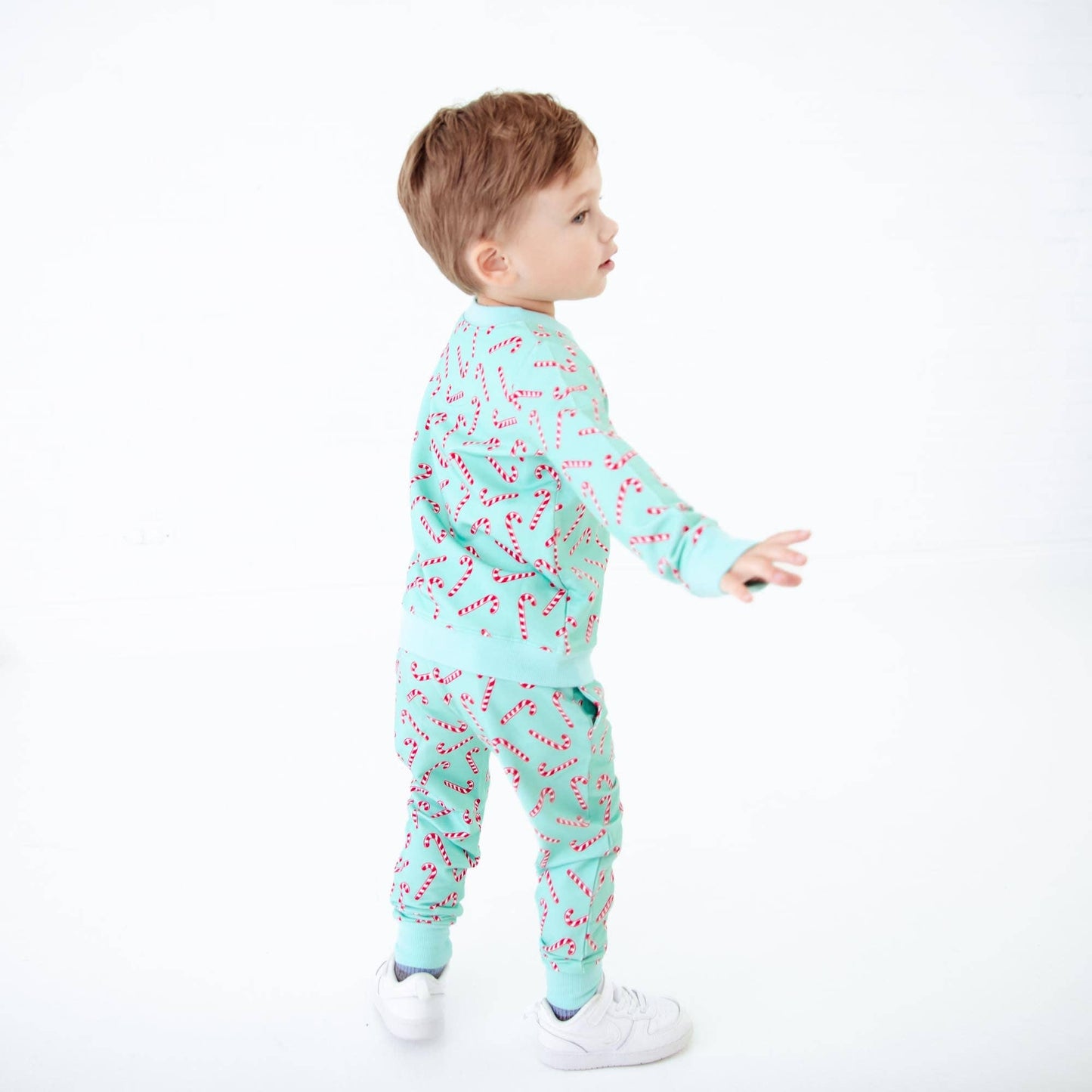 Candy Cane Lane Christmas Bamboo Blend Jogger Set - Mint