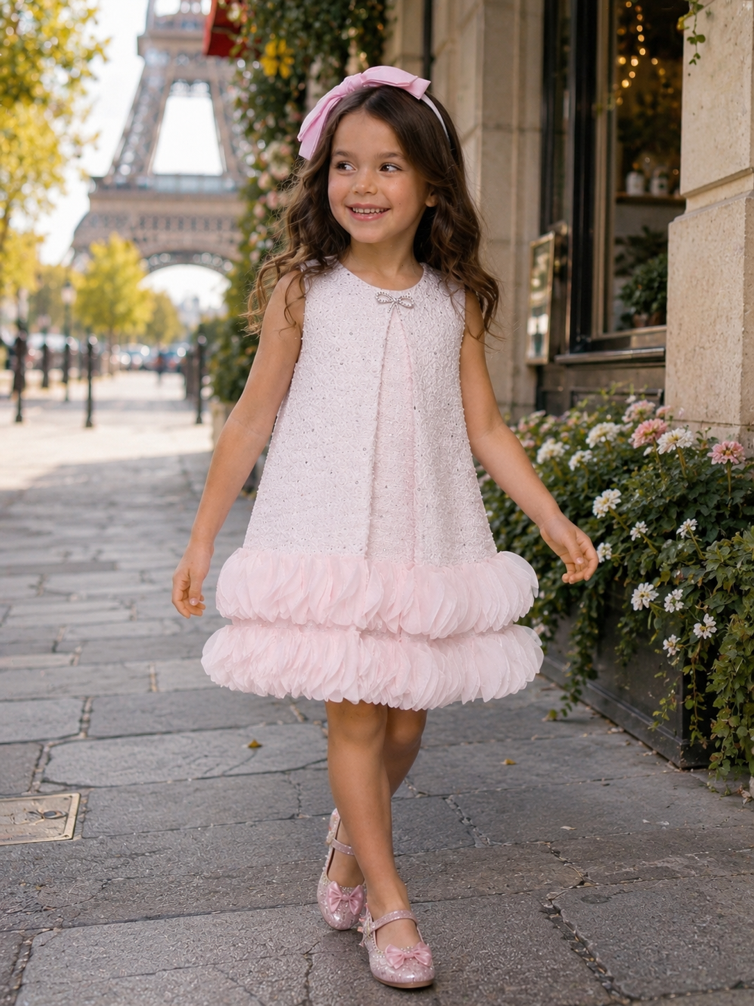 Tweed Pearl Ruffle Dress