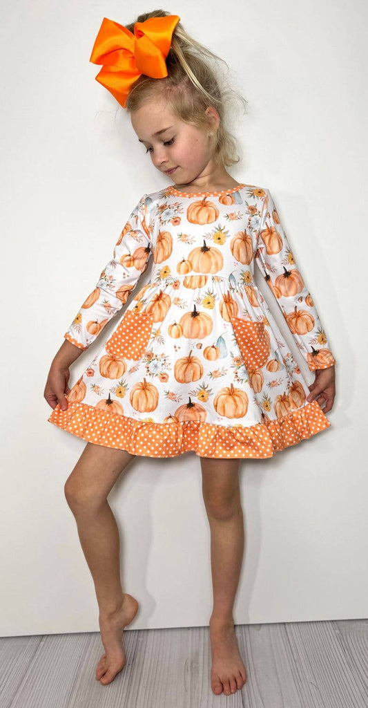 Floral Pumpkin Girls Dress