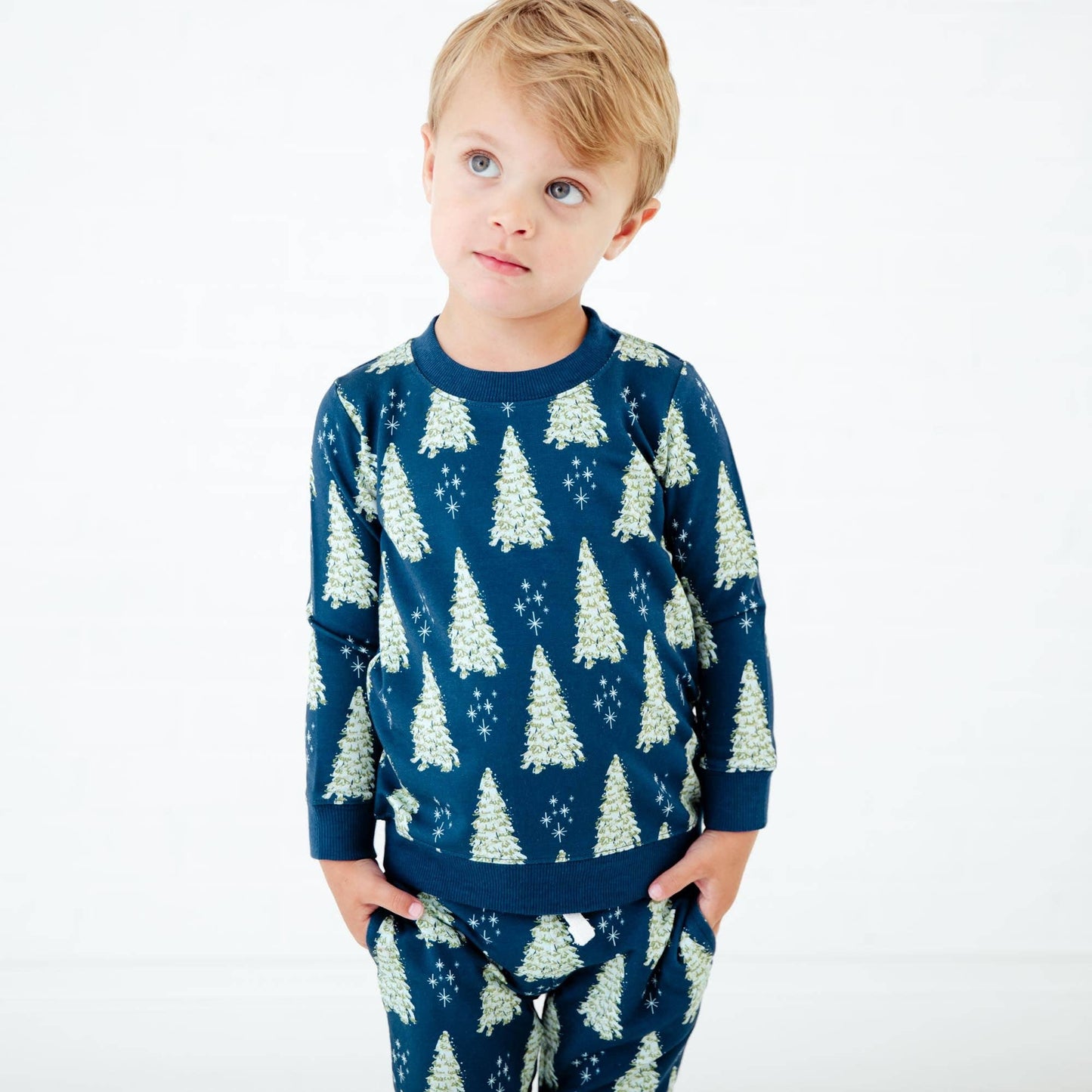 All Spruced Up Christmas Bamboo Blend Jogger Set - Navy