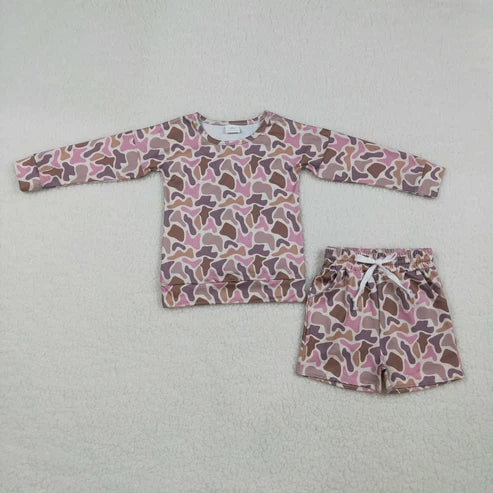 Long Sleeve Southern Camo Shorts Set