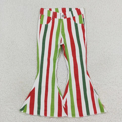 Christmas Striped Denim Bell Bottoms