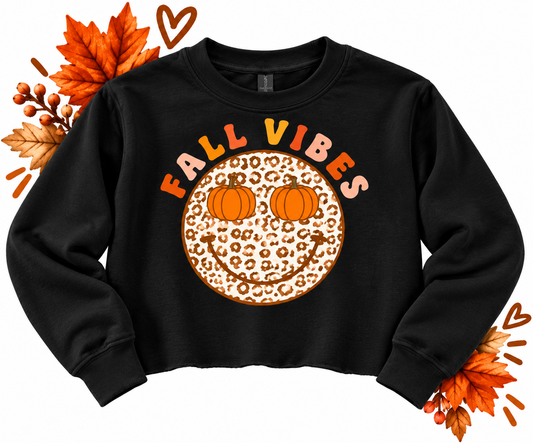 Black Fall Vibes Smiley Face Crew