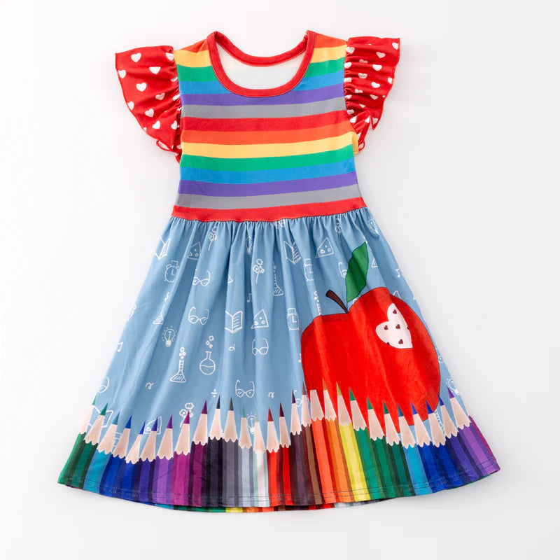 Apple and Color Pencil Girls Dress