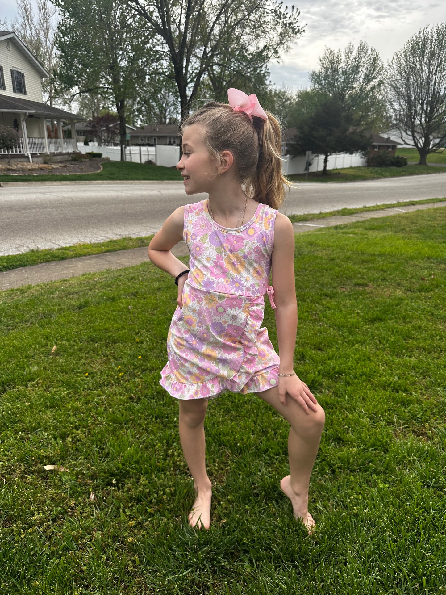 Floral with Ruffle Athletic Dress