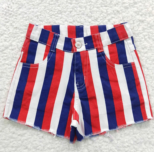 Navy, Red and White Stripe Shorts