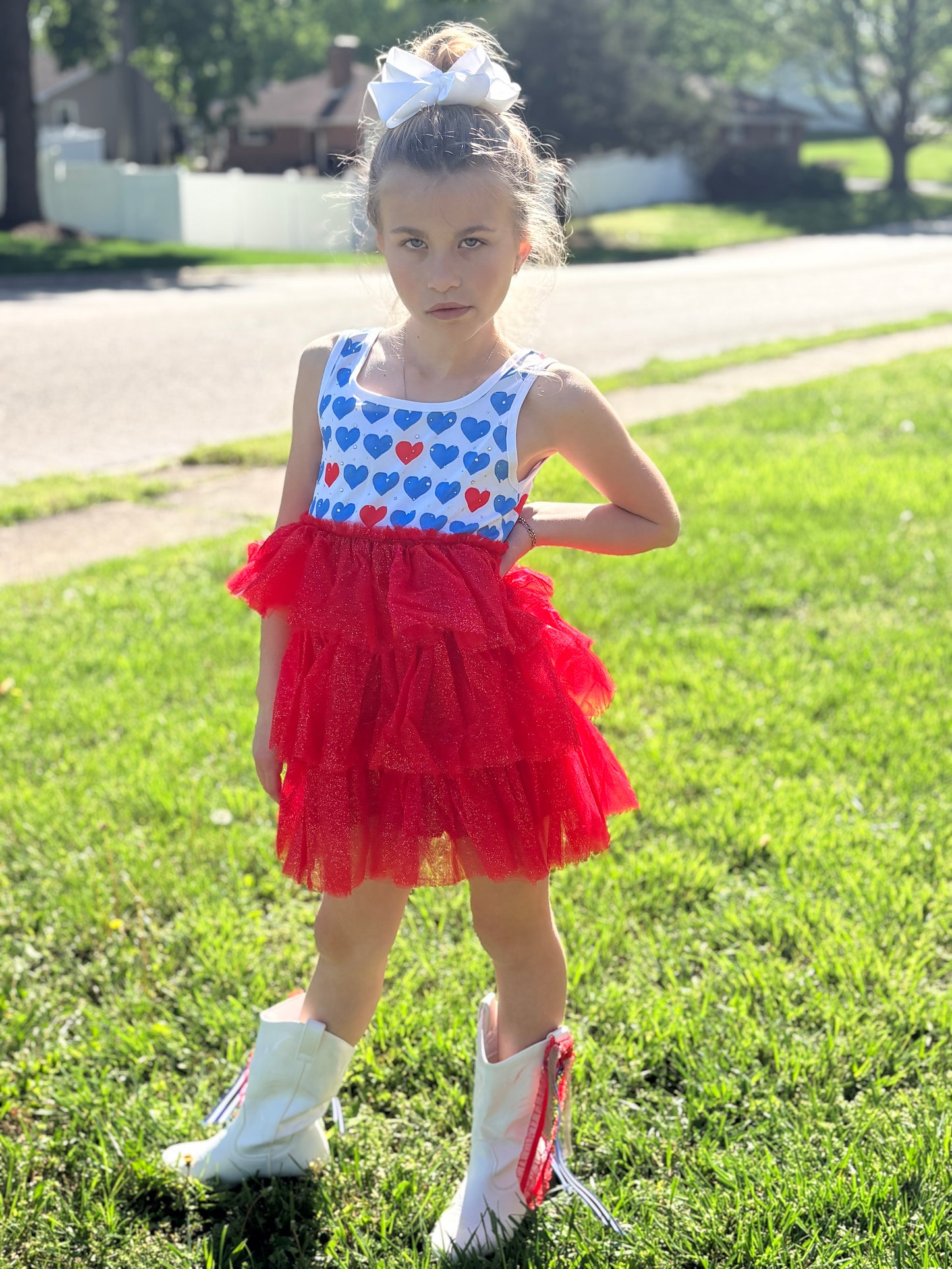 Rhinestone Heart Tulle Dress