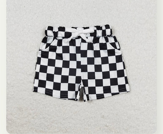 Black Checkered Shorts
