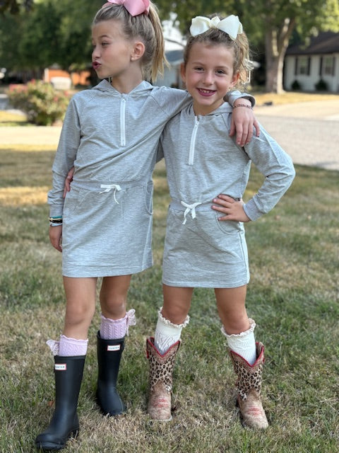 Hoodie Dress (Gray and Rust)