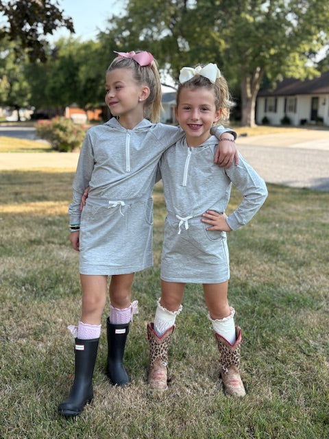 Hoodie Dress (Gray and Rust)