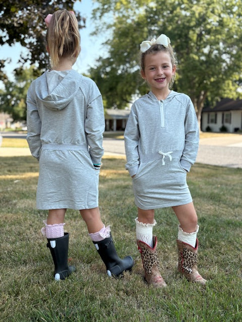 Hoodie Dress (Gray and Rust)