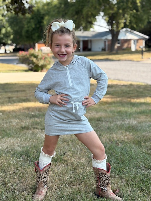 Hoodie Dress (Gray and Rust)