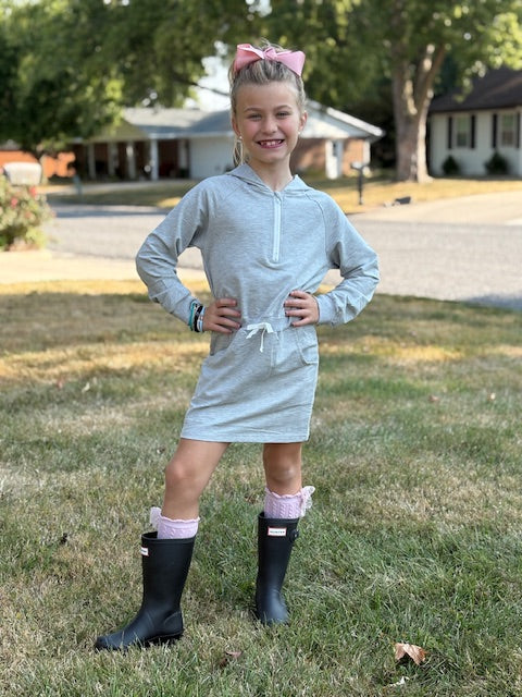 Hoodie Dress (Gray and Rust)